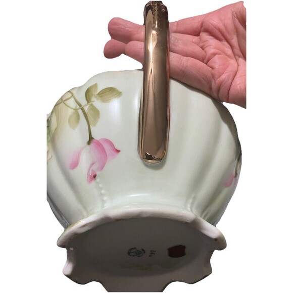 Teapot w/ Lid Heritage Green by Lefton VNTG Green Gold Trim and Pink Floral 792 - Picture 13 of 16